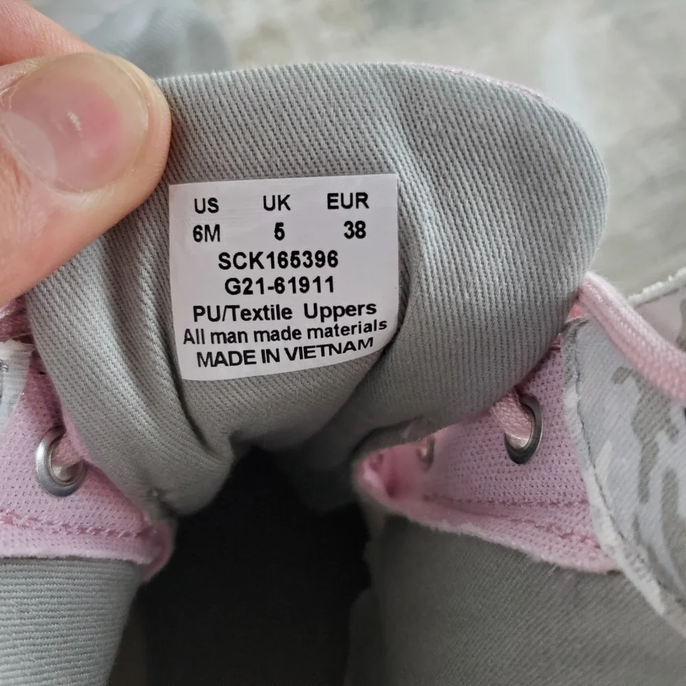 Sperry Port Kids Boots Sz 6 M Pink Canvas Silver Rubber Mid-Top Lace-Up Comfort